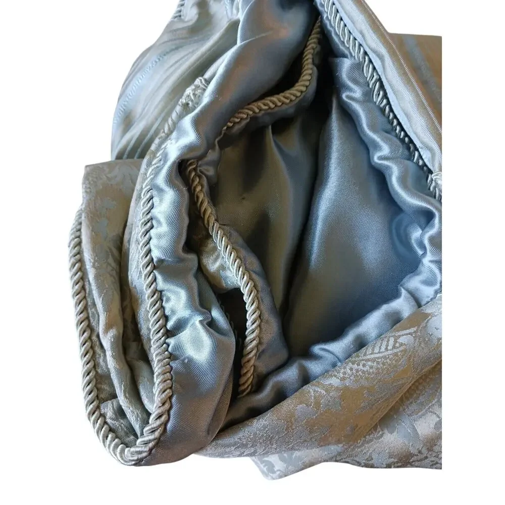 Satin Throw 55 x 47 Baroque LT BLUE Silky Bed Sofa Chair Home Baby‎ Blanket Vntg